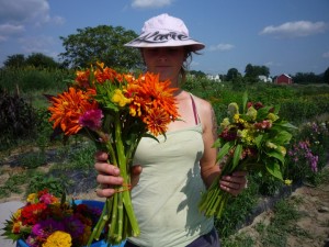 Kacie Breault working in the garden