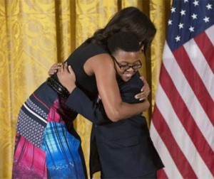 First Lady Michelle Obama with Project STEP student Ajani Boyd