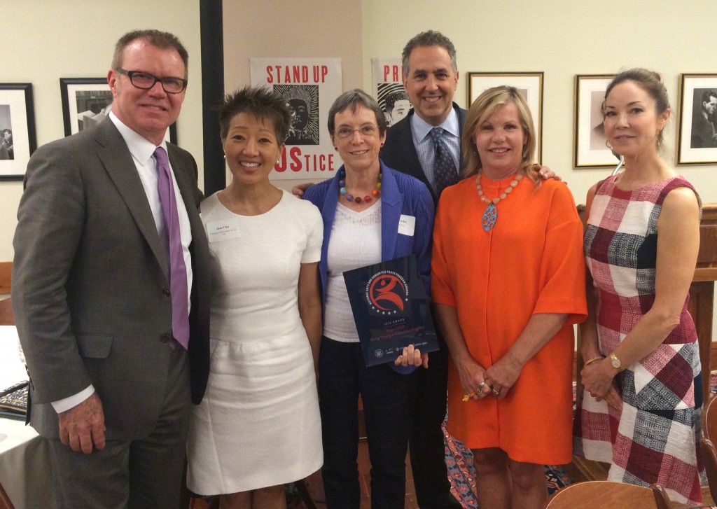 Photo (left to right): Michael Killoren, NEA’s director of local arts agencies; Jane Chu, NEA’s Chairman; Mary Jaffee, Executive Director of Project STEP; Jonathan Herman, Executive Director, National Guild for Community Arts Education; Anita Walker, MCC Executive Director, Nina Fialkow, MCC Chair.
