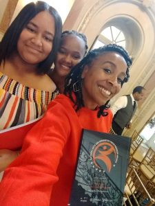 L_R Yamilex Ramus Peguero, Maria Cardoso, Christina Turner (Dir. Apprentices & Interns) with the NAHYP Award in Washington, D.C.