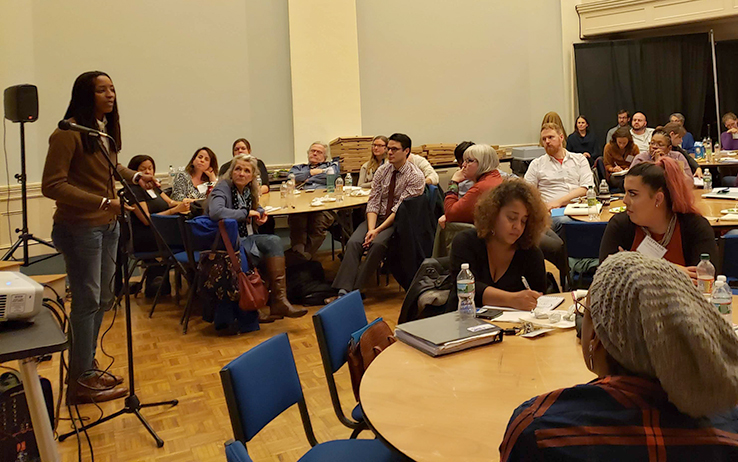 Dr Bettina Love leading a session with META Fellows in 2018.