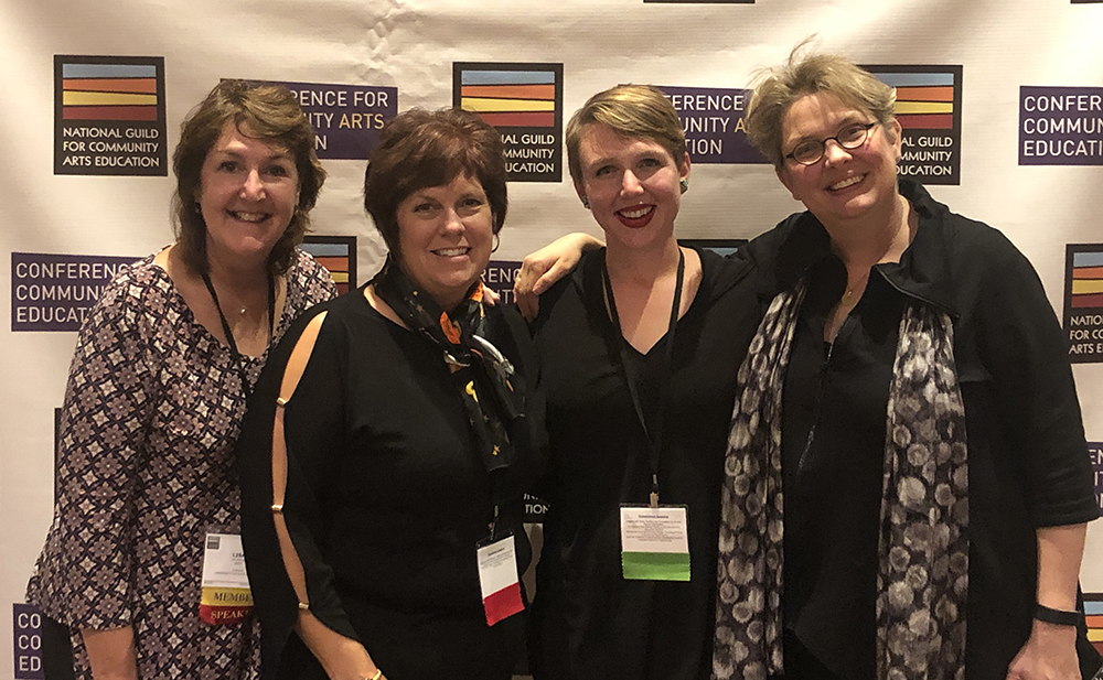 Massachusetts representatives at the Guild's conference (l-r): Lisa Donovan, Kim Roberts Morandi, Miranda Aisling, and Käthe Swaback